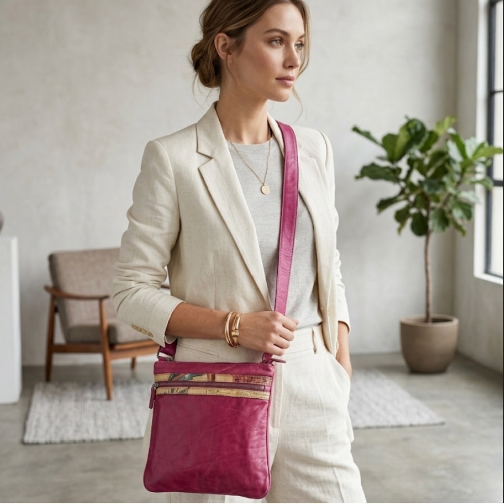 Momaboma Pink Leather Crossbody Shoulder Bag Handmade in Italy Handmade
